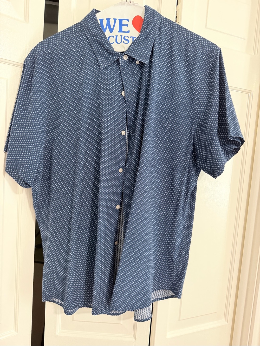 Bonobos Navy Blue Short-Sleeve Micro-Pattern Button-Down Shirt
